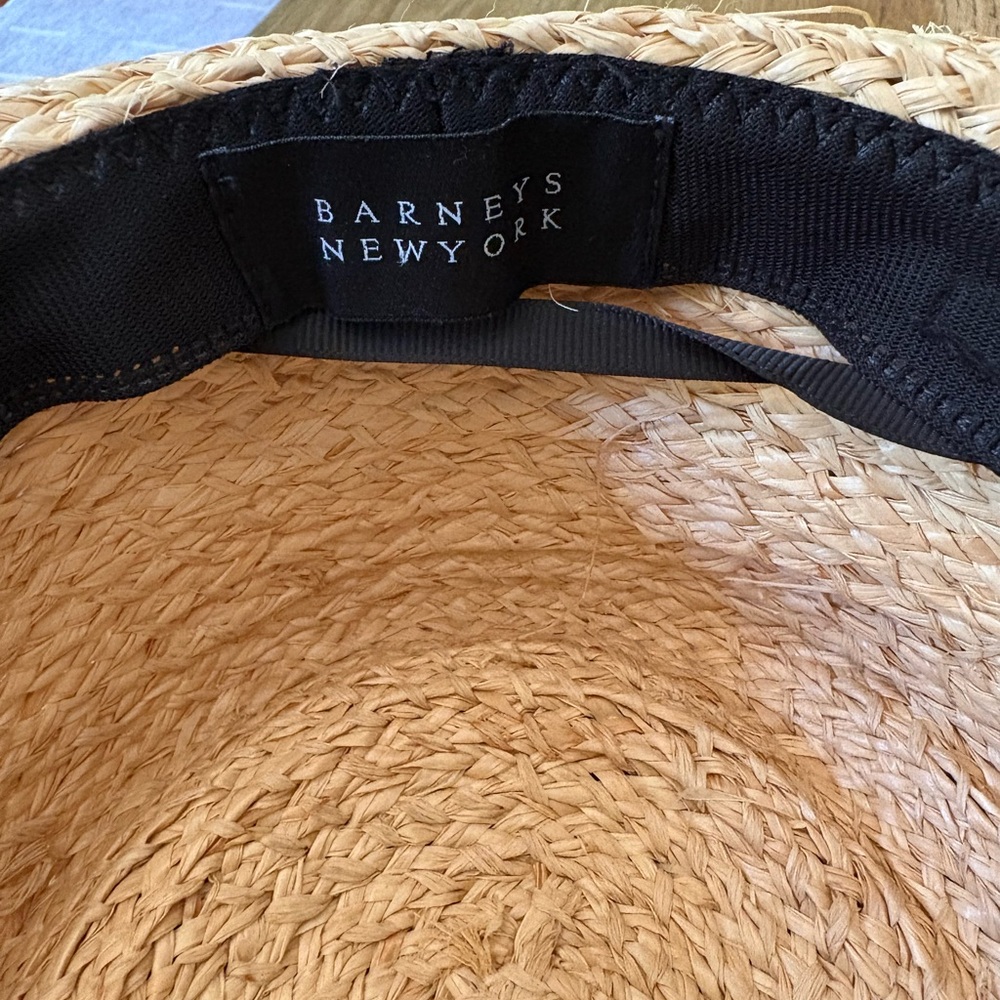 Barneys New York Natural Straw Sun Hat with Black Trim - Picture 4 of 6